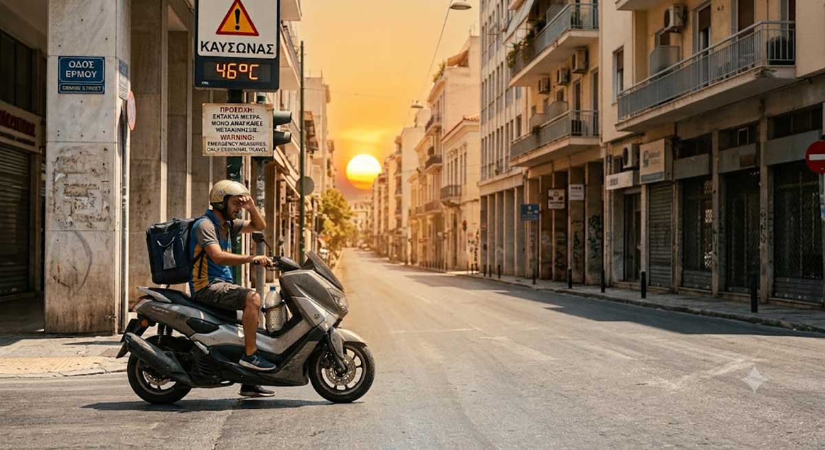 Χωρίς-delivery-με-δίκυκλα-το-μεσημέρι-τα-Τρίκαλα-λόγω-καύσωνα