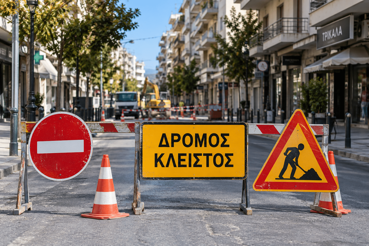 Τρίκαλα:-Κλείνουν-τμήματα-πέντε-δρόμων-για-εργασίες